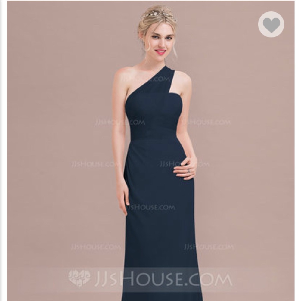 A-Line/Princess One-Shoulder. Floor Length